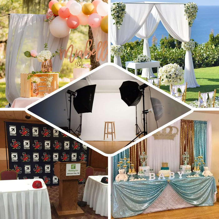 Event decoration ideas with tables, balloons, and backdrops for celebrations.