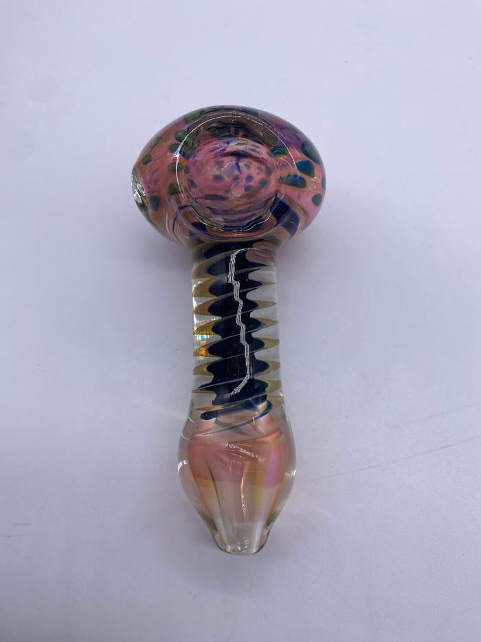 4" Iridescent Pink Swirled Hand Pipe