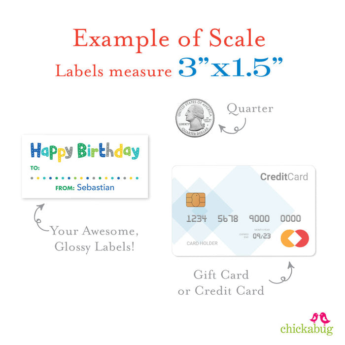 Blue Multi Dots Birthday Gift Labels