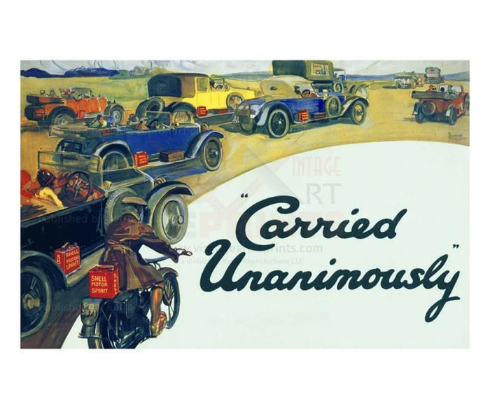 Carried Unanimously Race, Shell Oil, 1925 - VINTAGEARTREPRINTS.COM