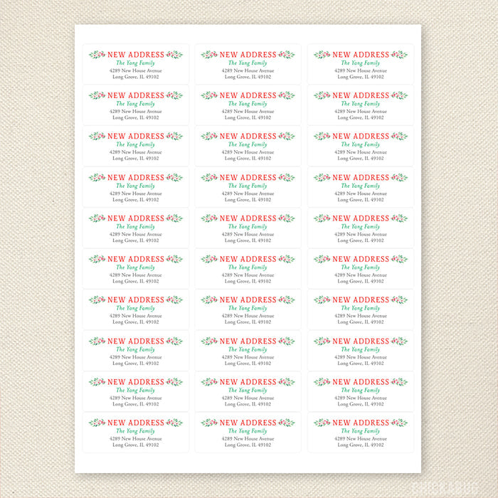 Christmas Greenery Change of Address Labels