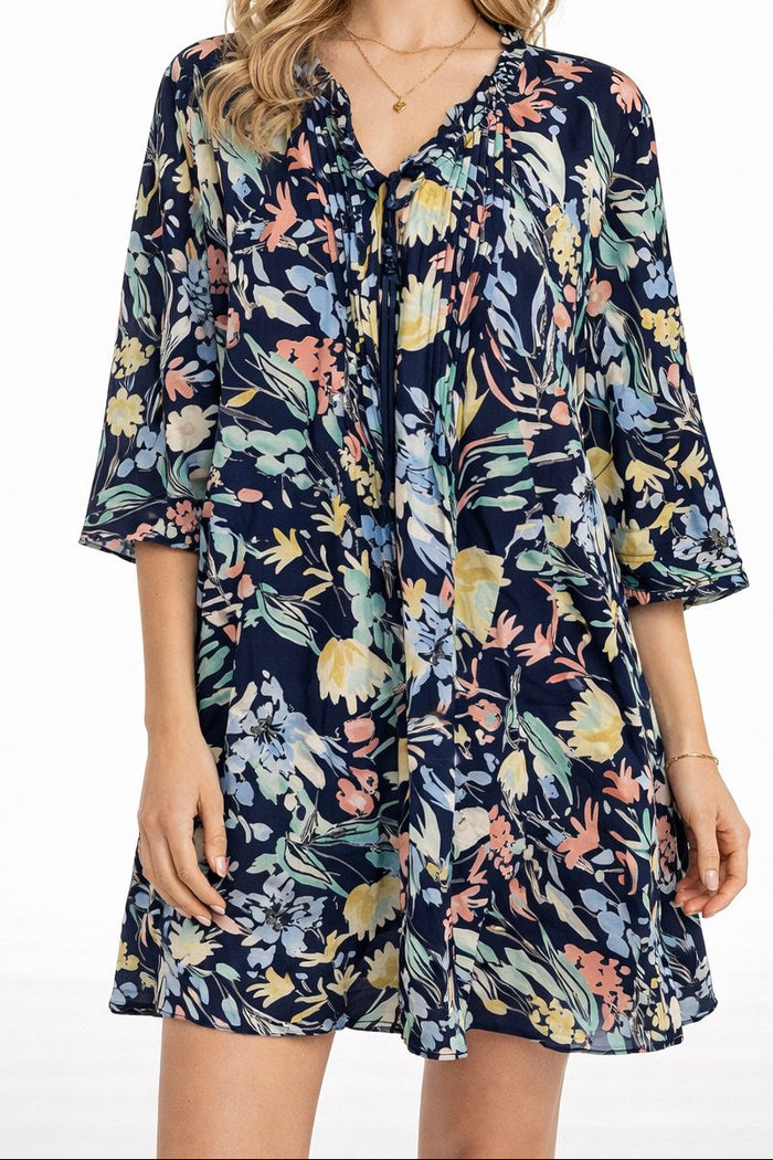 Cotton Print Dress Navy (Gordon Smith)