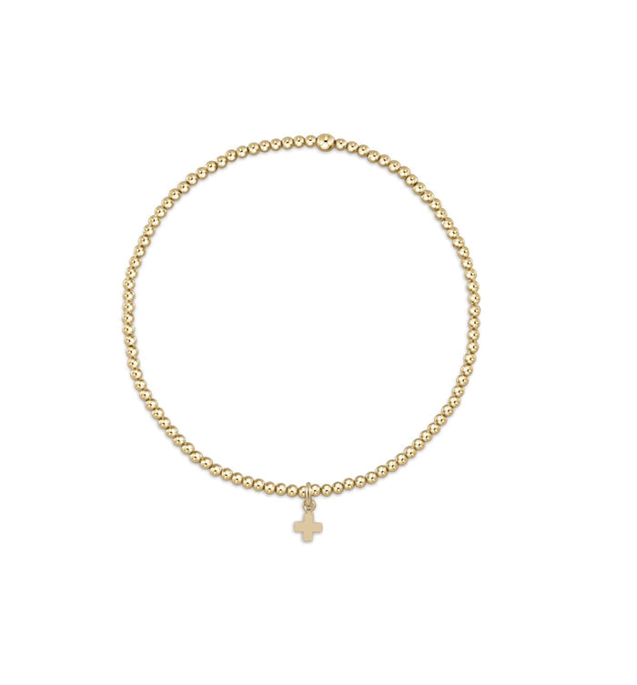 Enewton - Classic Gold 2mm Bead Bracelet - Signature Cross Small Gold Charm - Findlay Rowe Designs