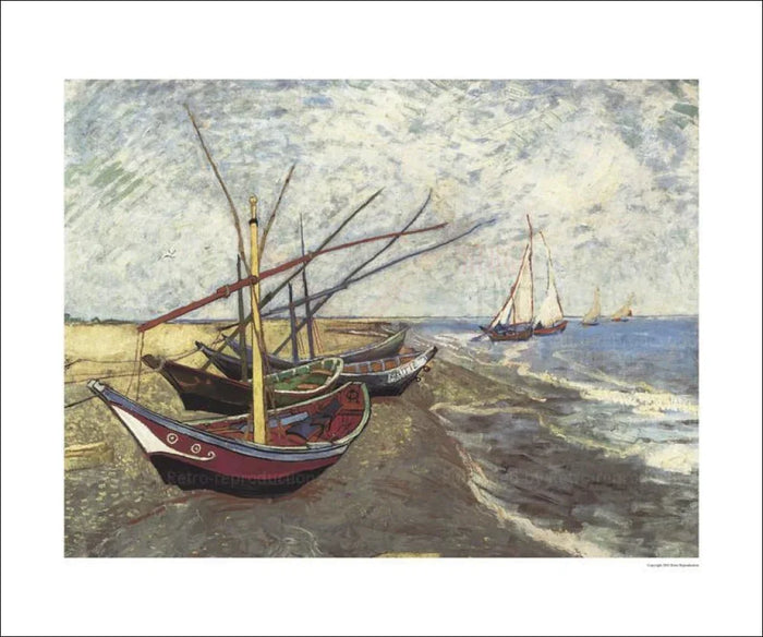 Fishing Boats on Beach at St-Maries, Vincent Van Gogh - VINTAGEARTREPRINTS.COM
