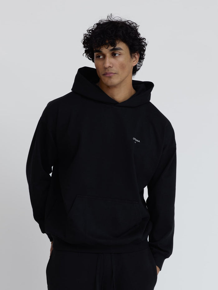 French Terry Logo Hoodie in Black