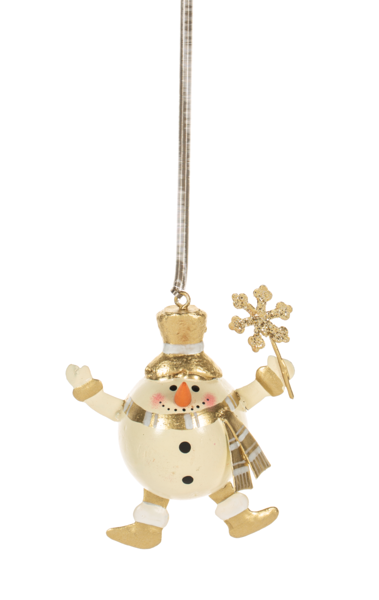 Gilded Santa & Snowman Ornaments
