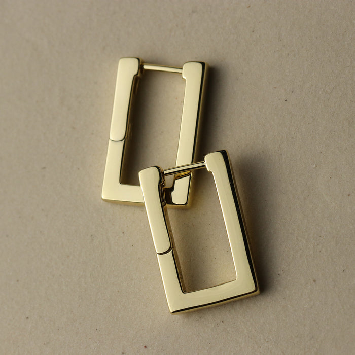 Gold Square Hoops By La Lovely - La Lovely Vintage