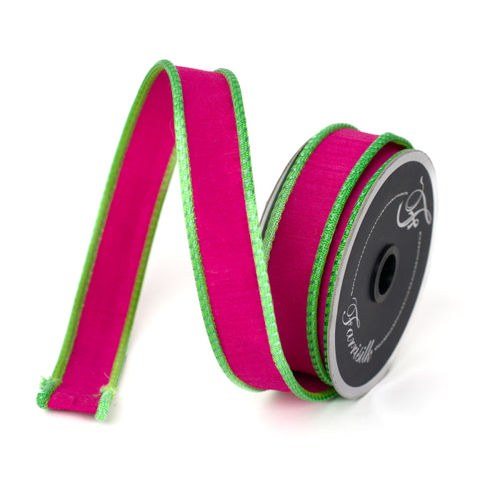 Hot Pink and Lime Accent Cord Ribbon, 1" X 10YD