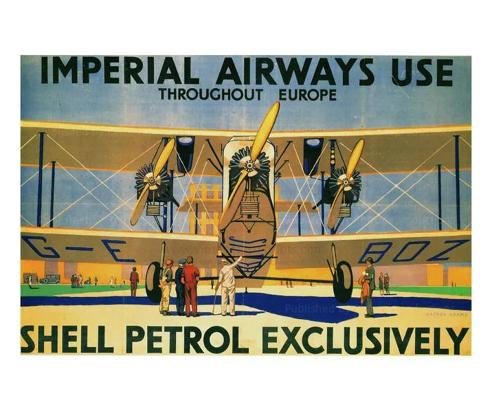 Imperial Airways Bi-Plane, 1929 - VINTAGEARTREPRINTS.COM