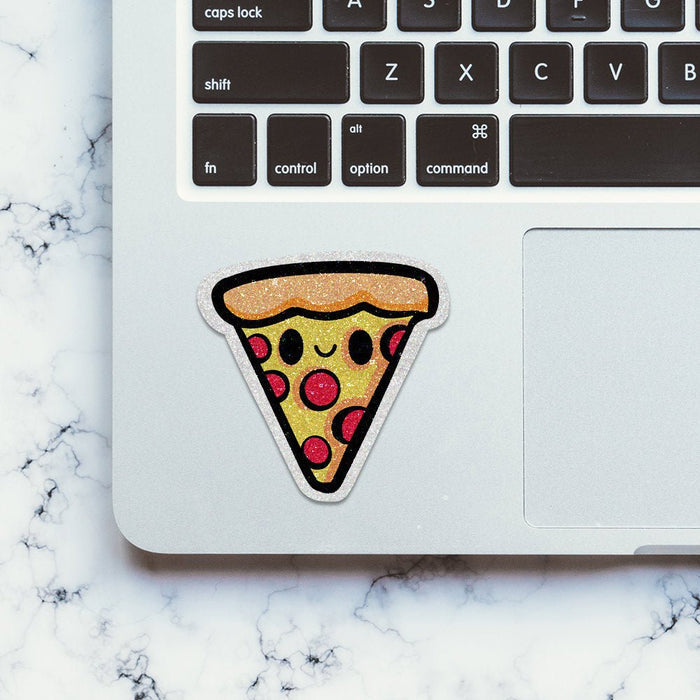 Kawaii Pizza Glitter Sticker - Glitter Stickers | STICK IT UP