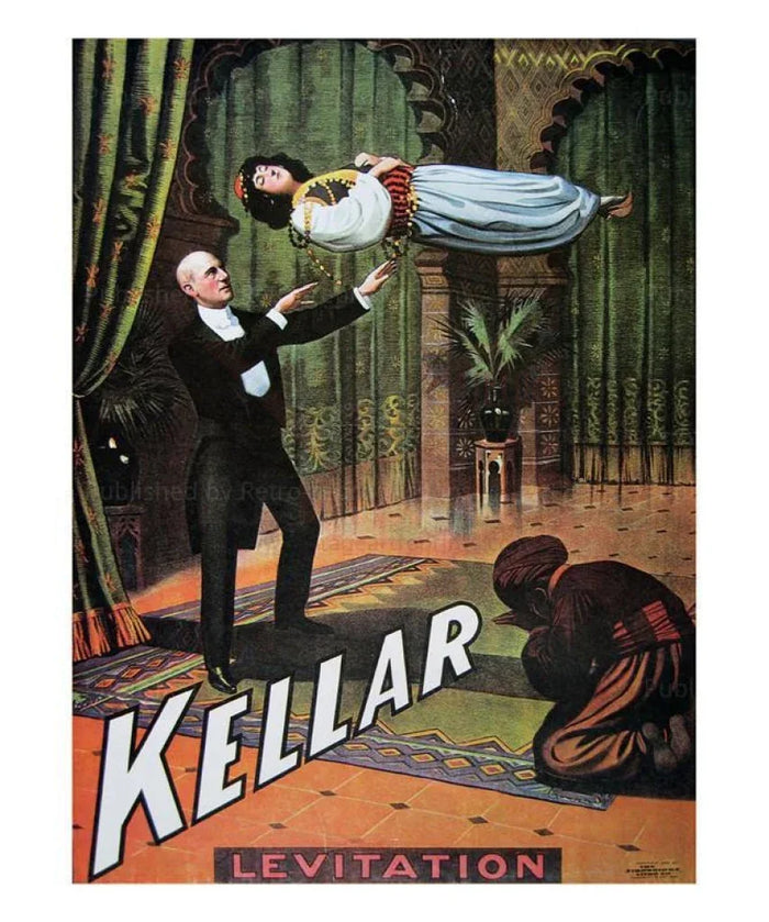 Kellar La levitation, 1904 - VINTAGEARTREPRINTS.COM