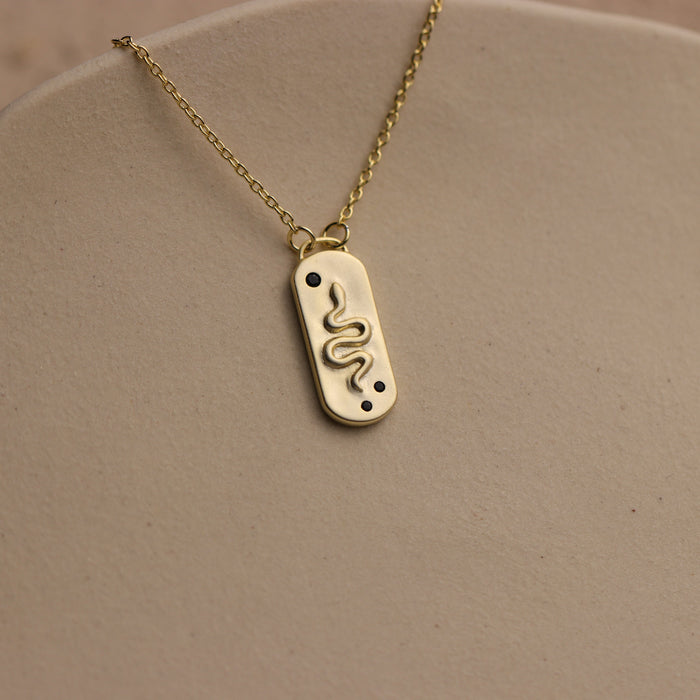 Matte Gold Snake Pendant Necklace - La Lovely Vintage