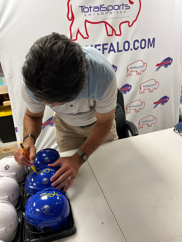 Michael Peca Signed Buffalo Sabres Blue Hockey Mini Helmet