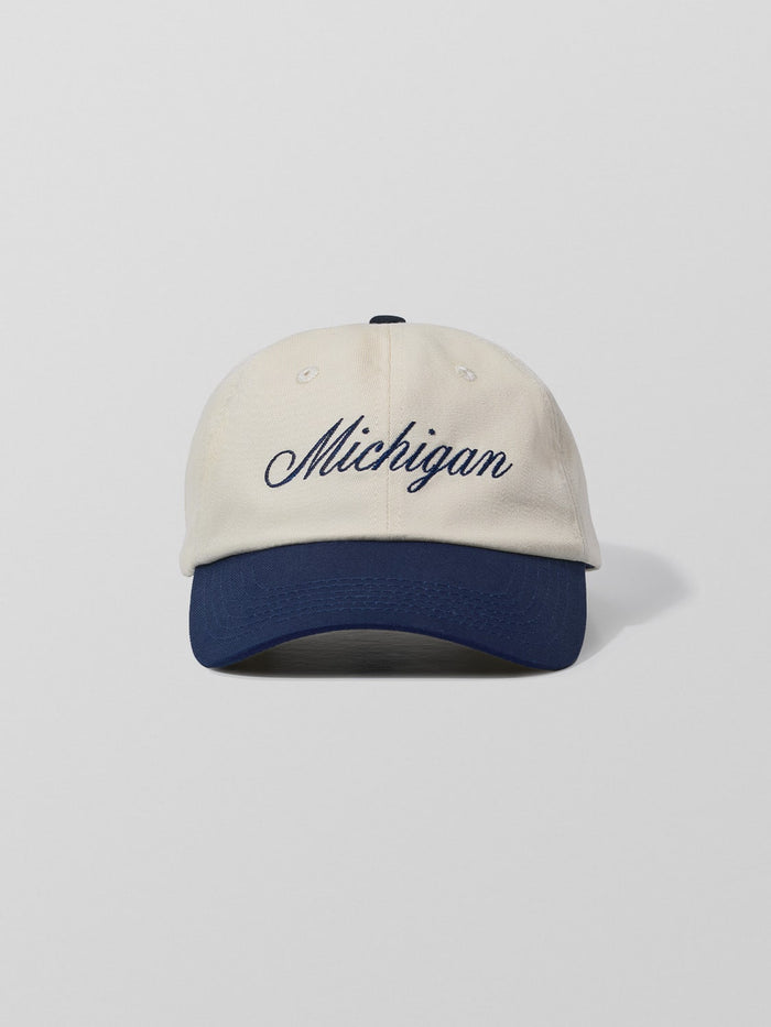 Michigan Script Dad Hat in Navy & Khaki ONE DNA