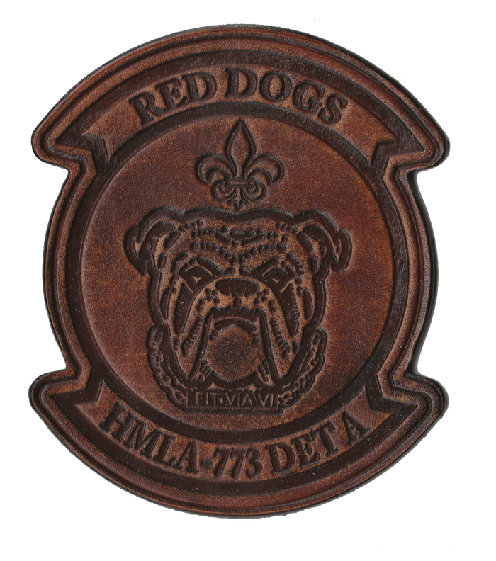 Officially Licensed HMLA-773 Det A Red Dogs Hand Painted Leather Patch
