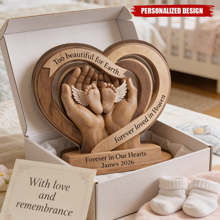 Personalized Baby Memorial Heart Wooden Block, Infant Loss Remembrance Keepsake