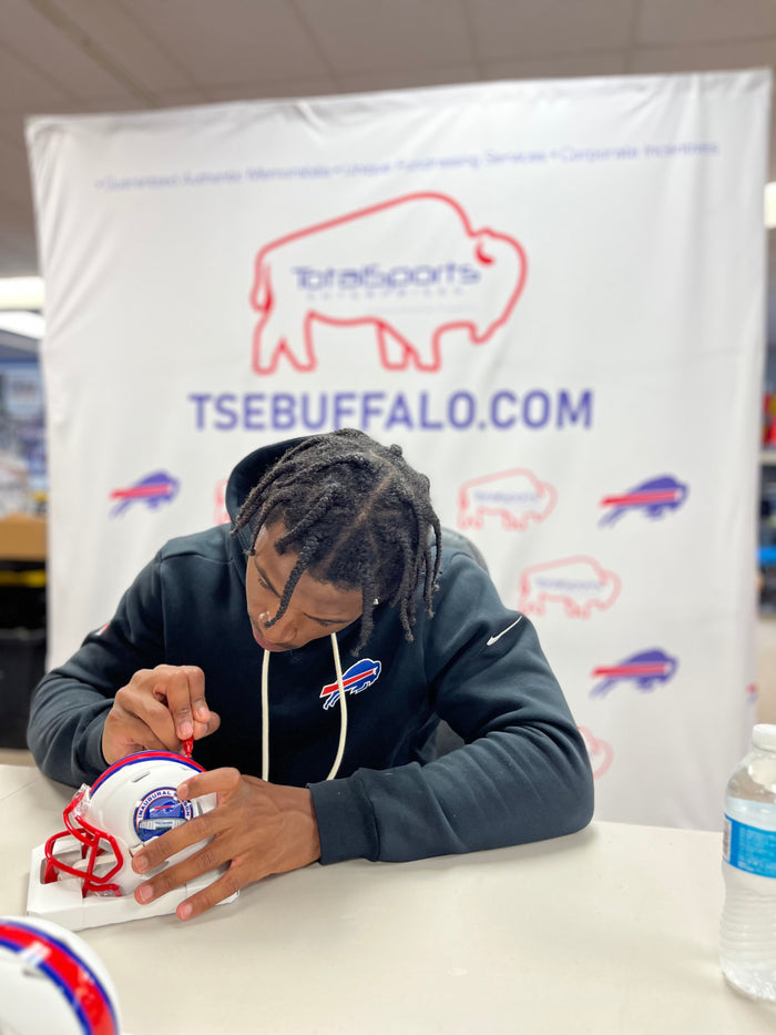 Skyler Bell Signed TSE Exclusive Riddell Inaugural Buffalo Bills White Speed Mini Helmet