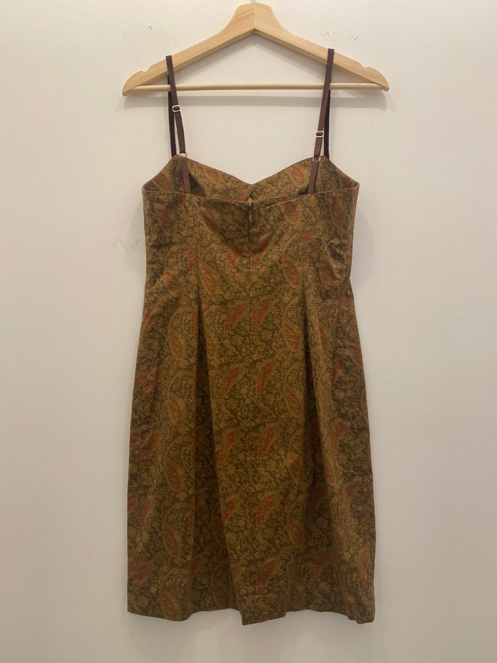 Vintage 90's Ralph Lauren Brown Paisley Mini Dress