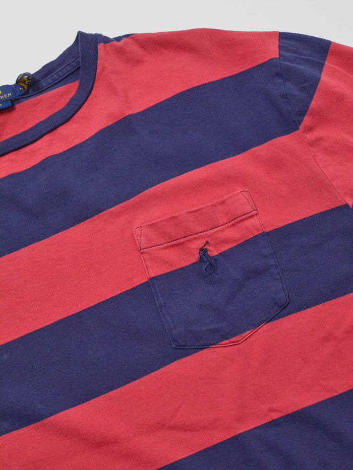 Vintage Polo Ralph Lauren Sunfaded Red and Navy Striped Tee