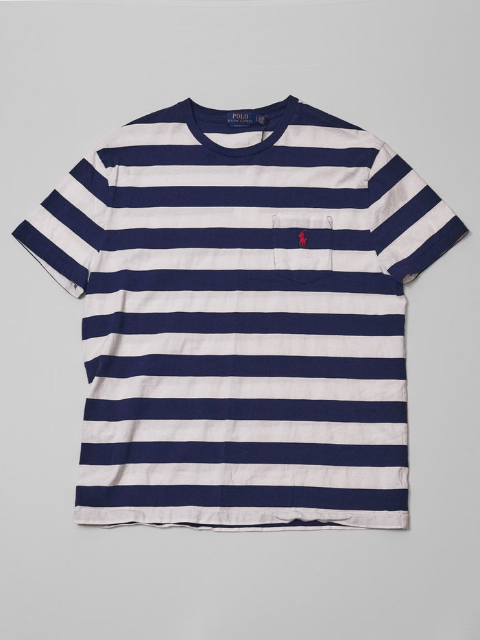 Vintage Ralph Lauren White & Blue Striped Tee