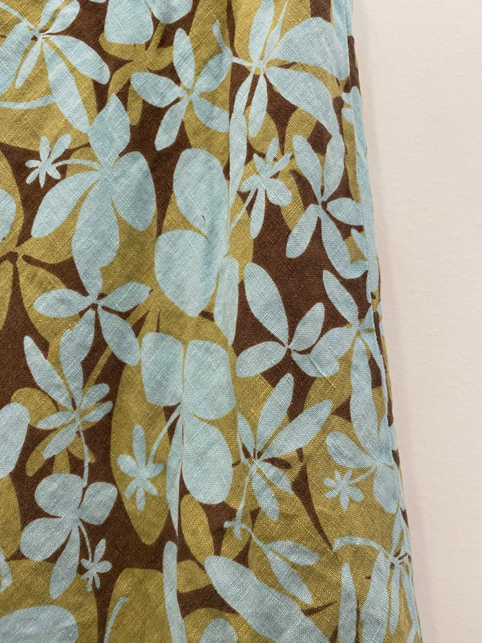 Vintage Y2K Teal and Brown Floral Mini Skirt - La Lovely Vintage