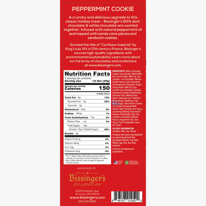 White & Dark Peppermint 3oz Cookie Bar