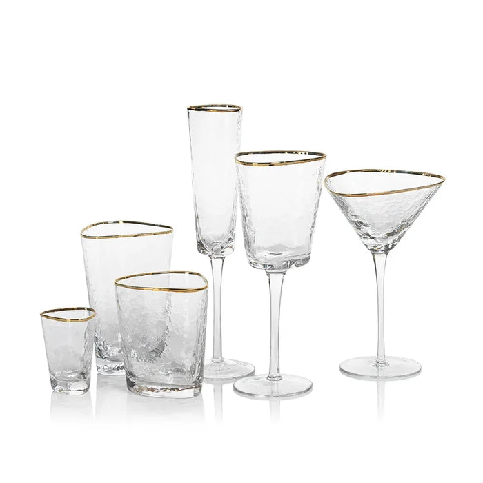Zodax - Aperitivo Triangular Double Old Fashioned Glass - Clear with Gold Rim - Findlay Rowe Designs