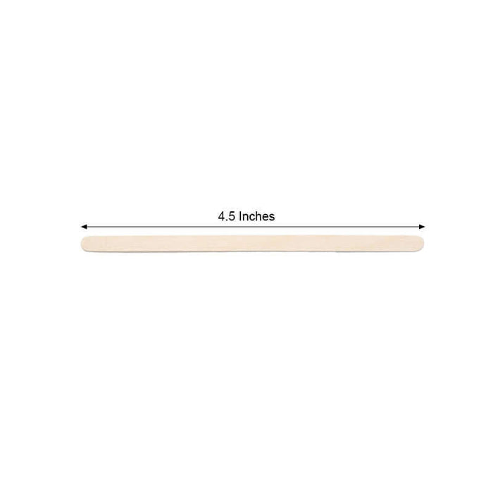 Wooden craft stick, 4.5 inches long, isolated on white background.