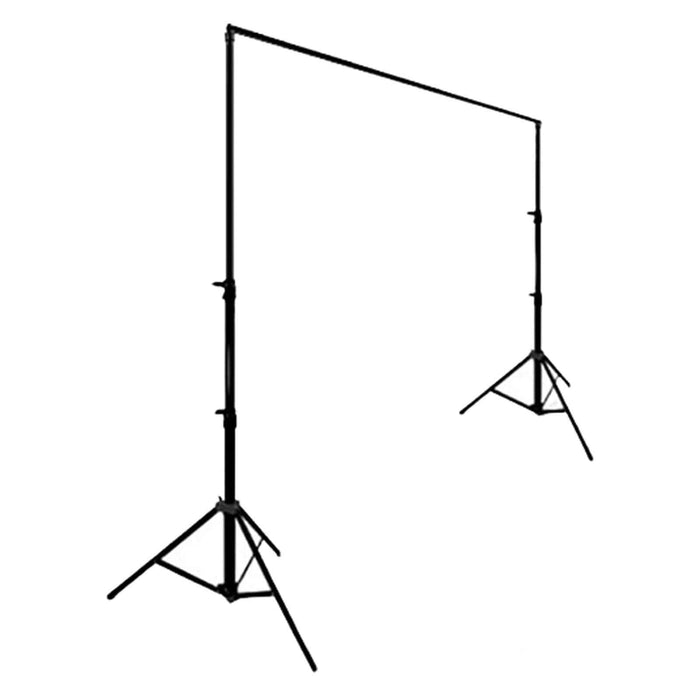 Black backdrop support stand with adjustable height and tripod base