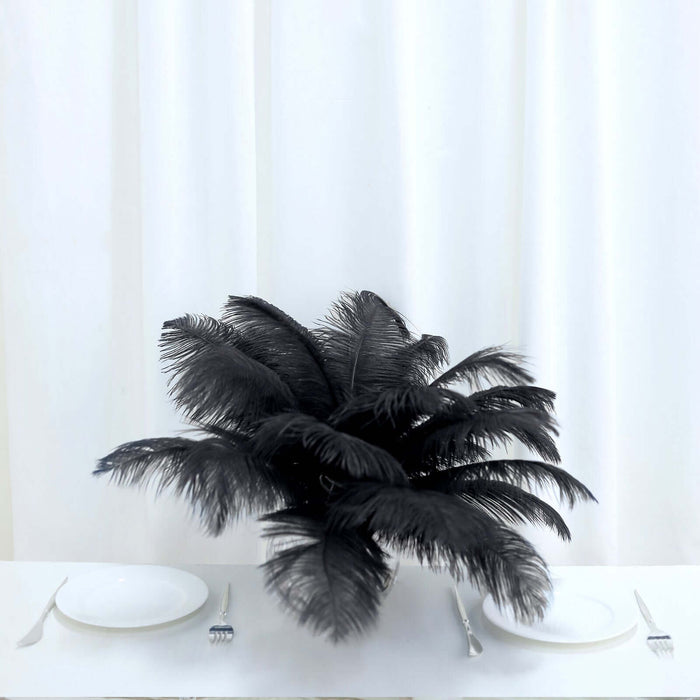 Black feather centerpiece for elegant dining table decor