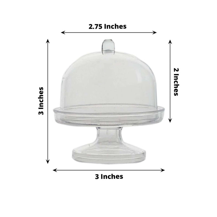 Clear glass cake dome with pedestal, dimensions: 2.75" x 3" x 3".
