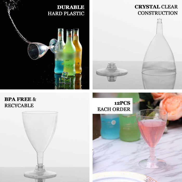 Durable hard plastic cups in crystal clear design, BPA free, 12 pieces per order.