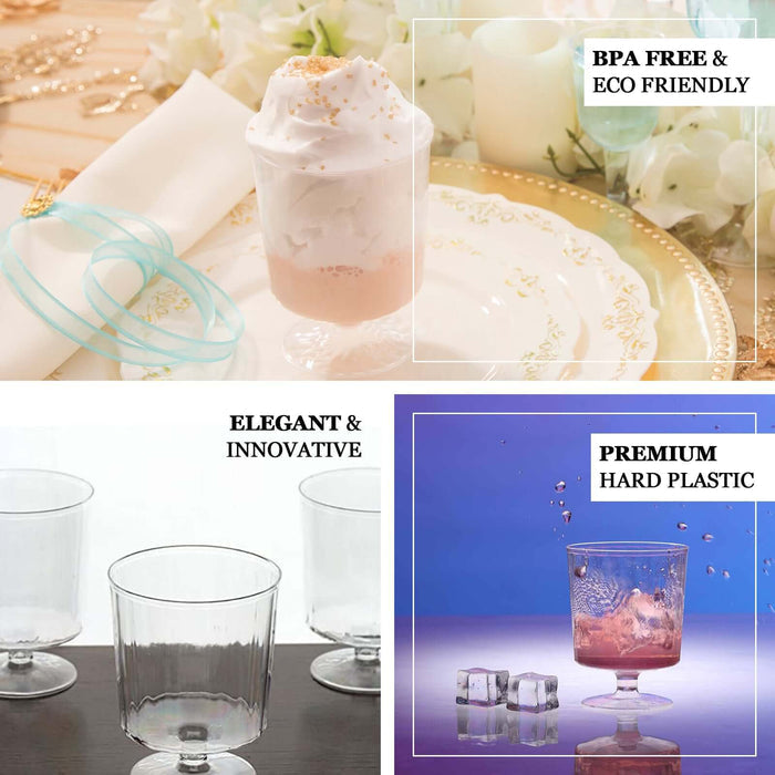 Elegant premium hard plastic dessert cups in lifestyle setting.