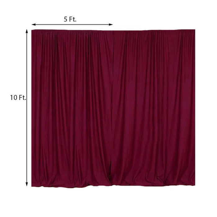Burgundy backdrop curtain, 5x10 feet, ideal for events and stage setups.