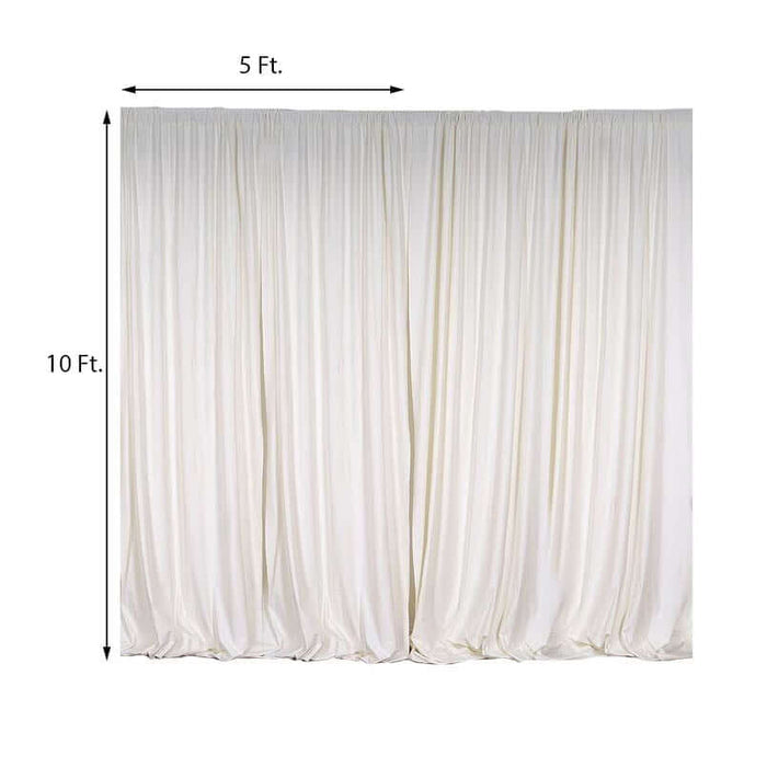 White drapery backdrop measuring 5 ft by 10 ft for events or photography