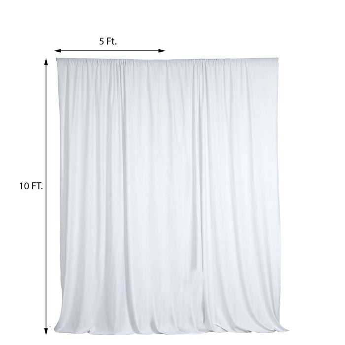 White backdrop curtain measuring 5 ft by 10 ft for photography or events