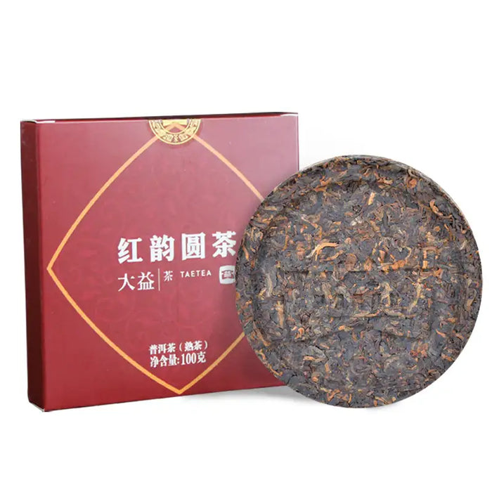2021 DaYi Hong Yun Yuan Cha (Red Flavor Round Tea) Cake 100g Puerh Shou Cha Ripe