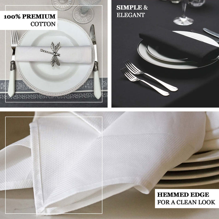 Premium cotton napkins with hemmed edges for a clean, elegant table setting.