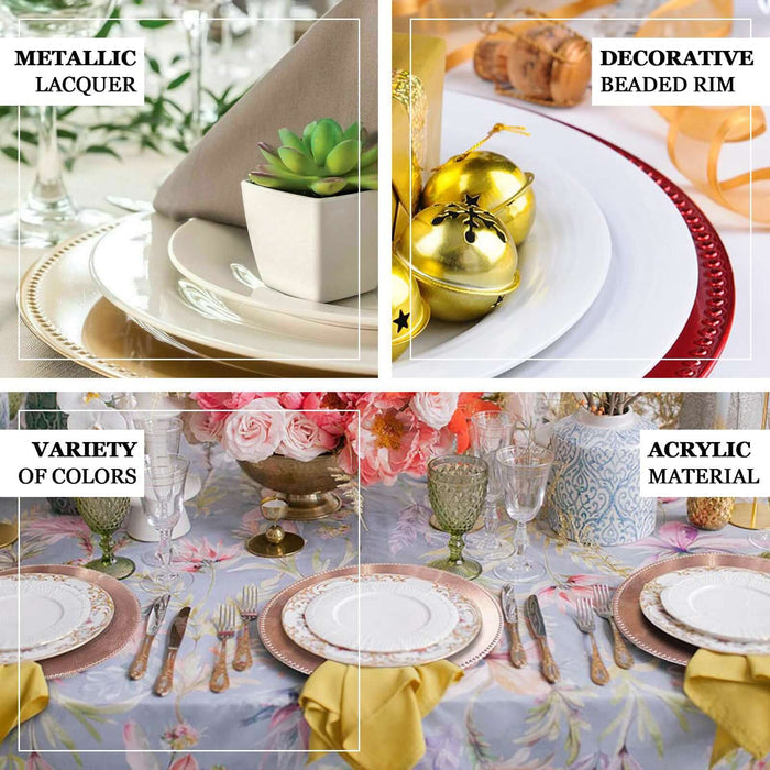 Decorative table setting with metallic and colorful accents.