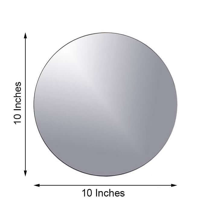 10-inch round mirror with a sleek, reflective surface. #whtbkgd