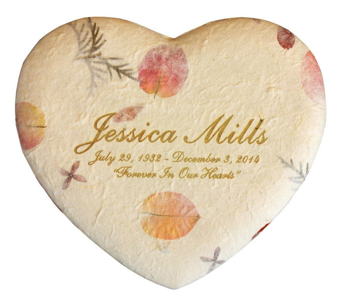 Biodegradable, Eco-Friendly Floral Keepsake Heart Cremation Urn, 30 Cubic Inches