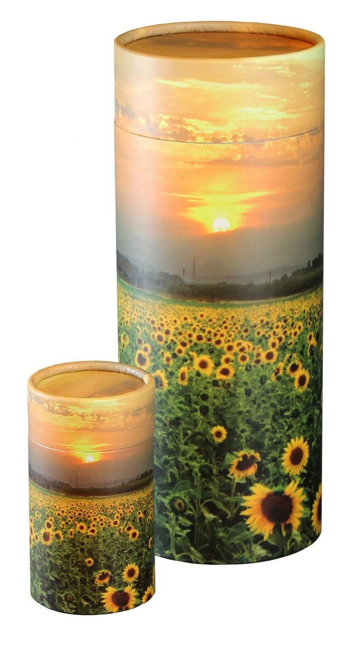 Biodegradable Large/Adult 200 Cubic Inches Sunflower Fields Scattering Tube Cremation Urn Adult