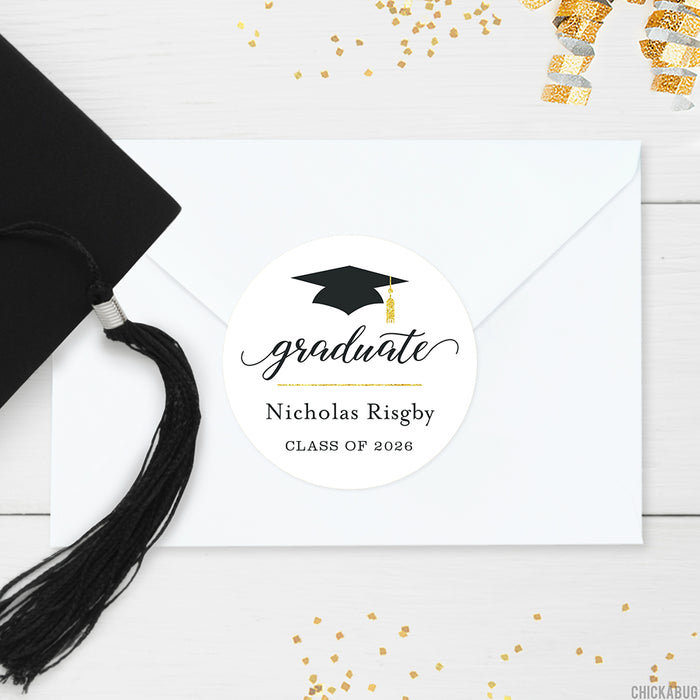 Black Cap & Script "Graduate" Graduation Stickers