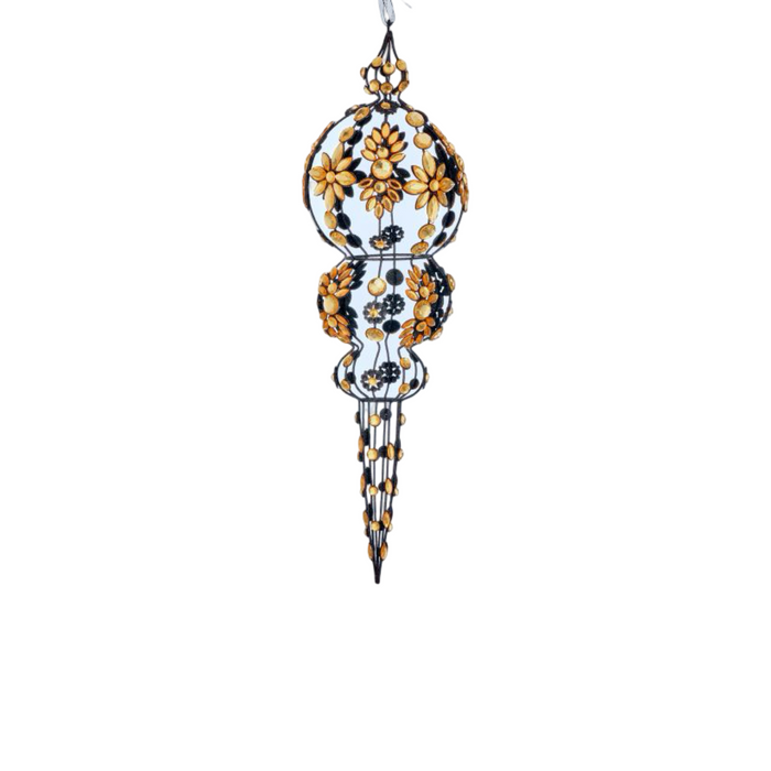 Black & Gold Glitter Jewel Finial
