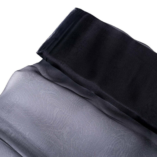 Black and gray sheer fabric draped elegantly #whtbkgd