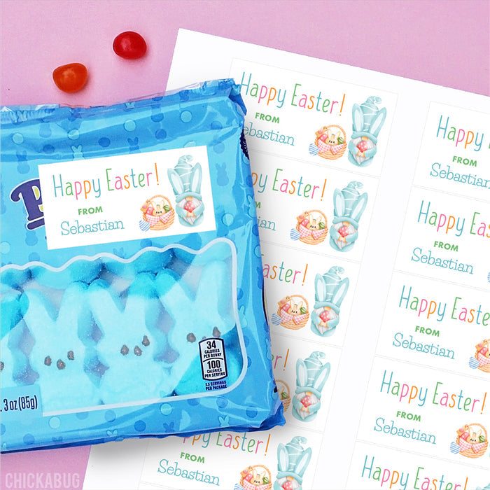 Blue Gnome Easter Gift Labels