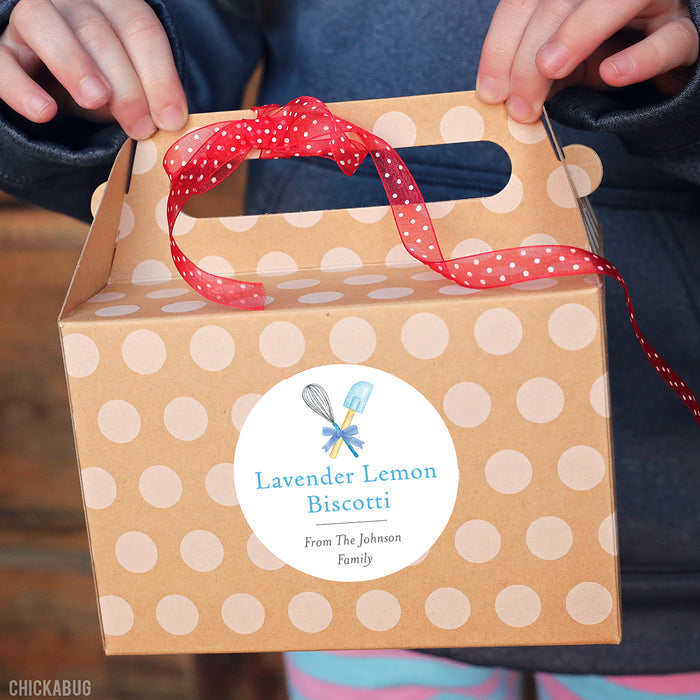 Blue Whisk & Spatula Food Gift Labels