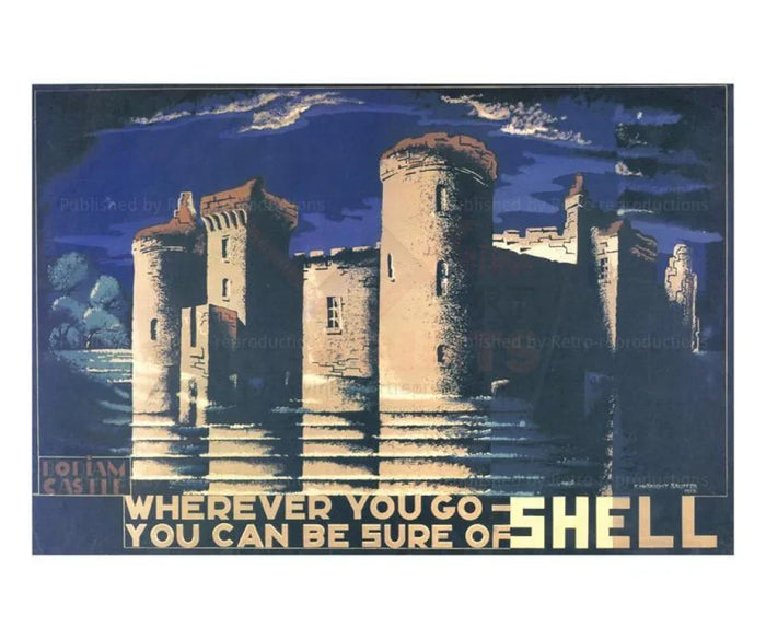 Bodiam Castle, Shell Oil, 1932 - VINTAGEARTREPRINTS.COM