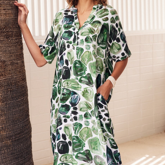 Button Summer Dress Green (Sirocco)