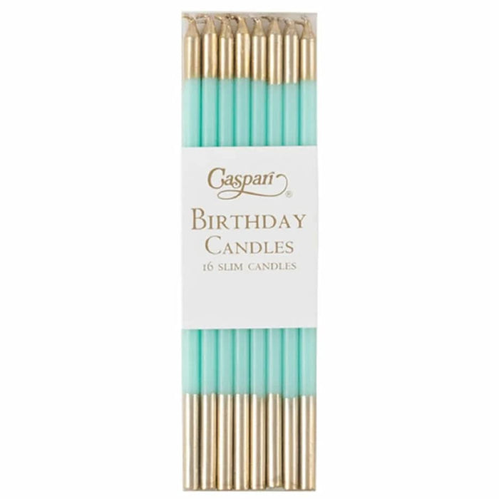 Caspari - Birthday Slims - Robins Egg and Gold - Findlay Rowe Designs